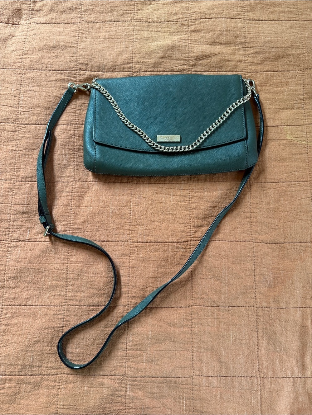 kate spade leather crossbody with gold chain